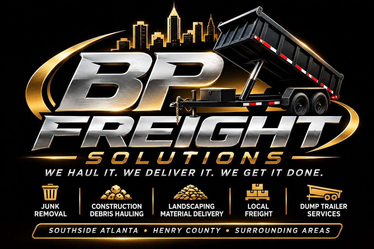 BP Freight Solutions dump trailer hauling logo